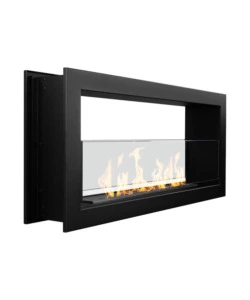 CAMINO BIOETANOLO DA INCASSO 2 LATI DIVINA FIRE "MONTEFALCO 90" IN ACCIAIO NERO 90X15,2X40 CM