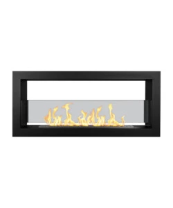 CAMINO BIOETANOLO DA INCASSO 2 LATI DIVINA FIRE "MONTEFALCO 90" IN ACCIAIO NERO 90X15,2X40 CM