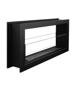 CAMINO BIOETANOLO DA INCASSO 2 LATI DIVINA FIRE "MONTEFALCO 90" IN ACCIAIO NERO 90X15,2X40 CM