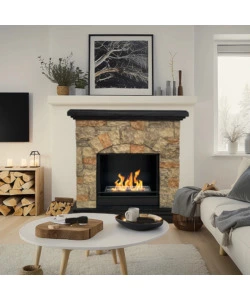 CAMINO BIOETANOLO DA TERRA DIVINA FIRE "BELLUNO" IN RESINA EFFETTO FINTA PIETRA 105X38X100 CM