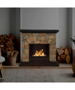 CAMINO BIOETANOLO DA TERRA DIVINA FIRE "BELLUNO" IN RESINA EFFETTO FINTA PIETRA 105X38X100 CM