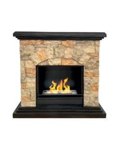 CAMINO BIOETANOLO DA TERRA DIVINA FIRE "BELLUNO" IN RESINA EFFETTO FINTA PIETRA 105X38X100 CM
