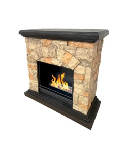 CAMINO BIOETANOLO DA TERRA DIVINA FIRE "BELLUNO" IN RESINA EFFETTO FINTA PIETRA 105X38X100 CM