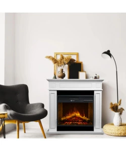 CAMINO ELETTRICO DA TERRA DIVINA FIRE "JEFFERSON" IN LEGNO BIANCO 89,5X90,5X28 CM
