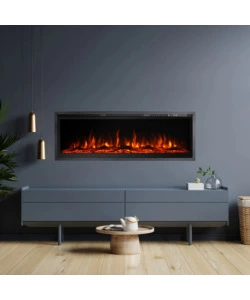 CAMINO ELETTRICO DA INCASSO DIVINA FIRE "CHICAGO" NERO 127X14X45 CM