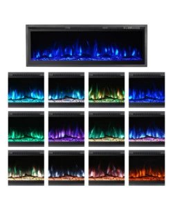 CAMINO ELETTRICO DA INCASSO DIVINA FIRE "CHICAGO" NERO 127X14X45 CM