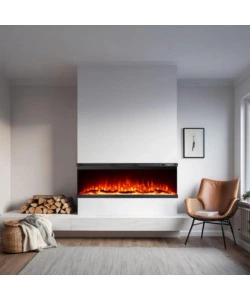 CAMINO ELETTRICO DA INCASSO DIVINA FIRE "BOSTON 100" CON 3 LATI VISIBILI NERO 101,6X20x44 CM