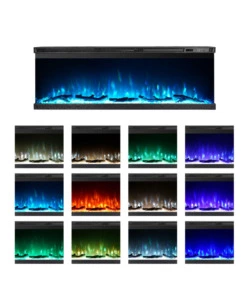 CAMINO ELETTRICO DA INCASSO DIVINA FIRE "BOSTON 100" CON 3 LATI VISIBILI NERO 101,6X20x44 CM