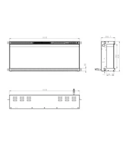 CAMINO ELETTRICO DA INCASSO DIVINA FIRE "BOSTON 100" CON 3 LATI VISIBILI NERO 101,6X20x44 CM