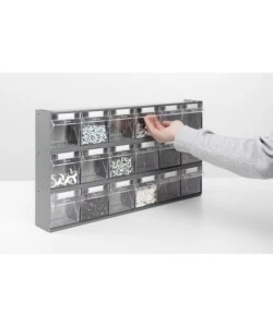 CASSETTIERA PORTA MINUTERIA FAMI "VISUAL BOX" 5 CASSETTI IN PLASTICA ANTRACITE 60X14X16,8 CM
