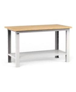 BANCO DA LAVORO GARAGE FISSO FAMI "WORK" IN LEGNO DI FAGGIO E LAMIERA GRIGIO CHIARO 150X75X88,2 CM
