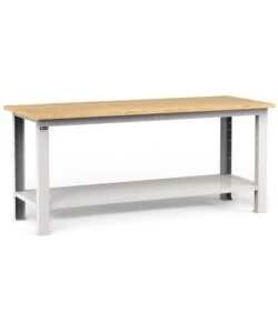 BANCO DA LAVORO GARAGE FISSO FAMI "WORK" IN LEGNO DI FAGGIO E LAMIERA GRIGIO CHIARO 200X75X88,2 CM