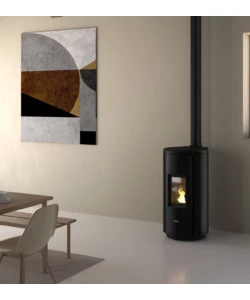 STUFA A PELLET ERMETICA FREEPOINT "CHROME 7 NG" NERO 7 KW