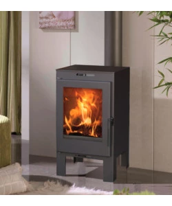 STUFA A LEGNA PANADERO "ALINA" IN ACCIAIO E GHISA NERO 6,9 KW