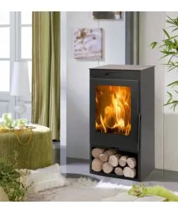 STUFA A LEGNA PANADERO "ZAHARA" IN ACCIAIO E GHISA NERO 6,9 KW