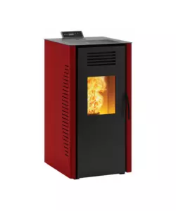 STUFA A PELLET VENTILATA "BURANO PLUS" ROSSO 8 KW CON WI-FI E BLUETOOTH