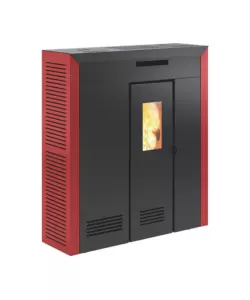 STUFA A PELLET SLIM CANALIZZATA E VENTILATA INVICTA "DAGLAN PLUS" ROSSO 8,3 KW