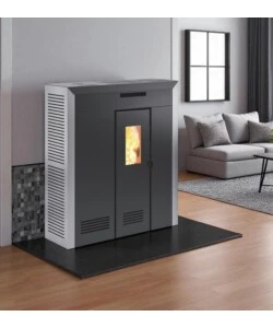STUFA A PELLET SLIM CANALIZZATA E VENTILATA INVICTA "DAGLAN PLUS" GRIGIO 8,3 KW
