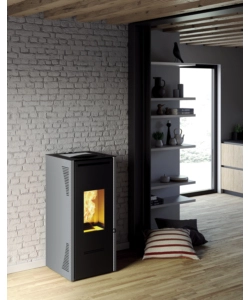 STUFA A PELLET CANALIZZATA E VENTILATA INVICTA "TALO PLUS" GRIGIO 11,6 KW