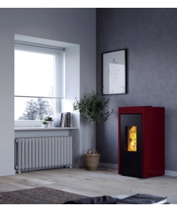 TERMOSTUFA A PELLET ERMETICA INVICTA "TERAMO PLUS" ROSSO 17,2 KW