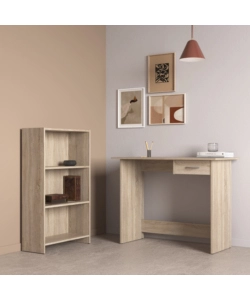 SET SCRIVANIA CON CASSETTO E LIBRERIA 3 RIPIANI ROVERE