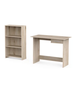 SET SCRIVANIA CON CASSETTO E LIBRERIA 3 RIPIANI ROVERE