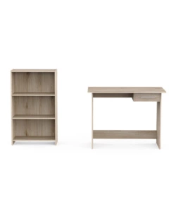 SET SCRIVANIA CON CASSETTO E LIBRERIA 3 RIPIANI ROVERE