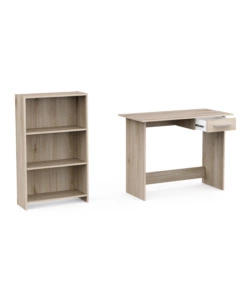 SET SCRIVANIA CON CASSETTO E LIBRERIA 3 RIPIANI ROVERE
