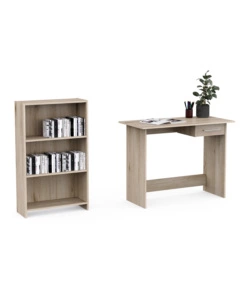 SET SCRIVANIA CON CASSETTO E LIBRERIA 3 RIPIANI ROVERE