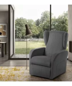 POLTRONA BELLAHOME "STAR" CON RECLINER IN TESSUTO GRIGIO 73X77X106 CM