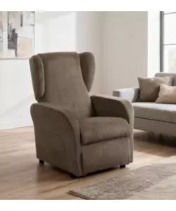 POLTRONA BELLAHOME "STAR" CON RECLINER IN TESSUTO TORTORA 73X77X106 CM