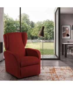 POLTRONA BELLAHOME "STAR" CON RECLINER IN TESSUTO ROSSO 73X77X106 CM