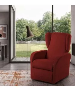 POLTRONA BELLAHOME "STAR" CON RECLINER IN TESSUTO ROSSO 73X77X106 CM