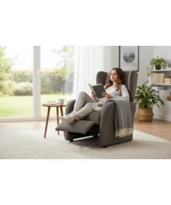 POLTRONA BELLAHOME "DIVA" CON RECLINER IN TESSUTO TORTORA 73X77X106 CM