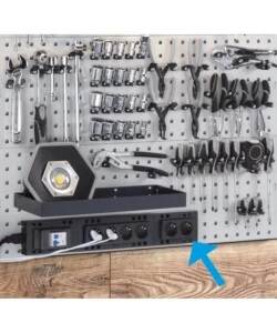 Supporto multipresa a 2 posti Fami in acciaio antracite 14,8x3,2x9,2 cm