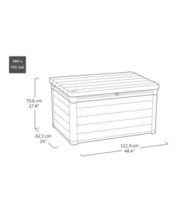 BAULE DA ESTERNO KETER "SIGNATURE DECO BOX 100" IN RESINA EFFETTO LEGNO 380 LT 122,9X62,1X76,6 CM