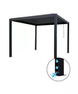 PERGOLA BIOCLIMATICA EUROGARDEN "AFRODITE" CON APERTURA A MANOVELLA AD ASTA IN ACCIAIO ANTRACITE 3X3X2,5 MT