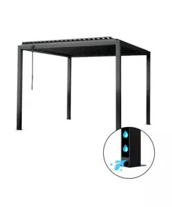 PERGOLA BIOCLIMATICA EUROGARDEN "AFRODITE" CON APERTURA A MANOVELLA AD ASTA IN ACCIAIO ANTRACITE 3X4X2,5 MT