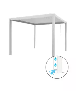 PERGOLA BIOCLIMATICA EUROGARDEN "AFRODITE" CON APERTURA A MANOVELLA AD ASTA IN ACCIAIO BIANCO 3X4X2,5 MT