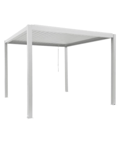 PERGOLA BIOCLIMATICA EUROGARDEN "AFRODITE" CON APERTURA A MANOVELLA AD ASTA IN ACCIAIO BIANCO 3X4X2,5 MT