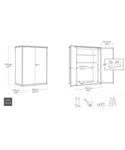 PORTATTREZZI MULTIUSO KETER "VERTICAL SHED" IN RESINA EFFETTO LEGNO 140X73,6X170 CM
