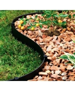 Bordura da esterno EuroGarden in plastica grigio con 6 picchetti 3 metri