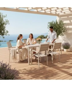 SET DA GIARDINO EUROGARDEN "IBISCO" IN HDPE TORTORA TAVOLO E 6 SEDIE