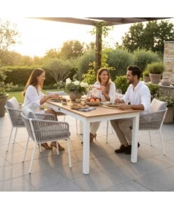 Tavolo da esterno allungabile EuroGarden in alluminio effetto legno 210/150x90x75 cm