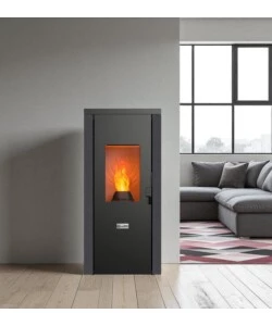 STUFA A PELLET ERMETICA CANADIAN STOVE "DESIGNEVO FINE DUSTER" GRIGIO PUNTINATO 8 KW