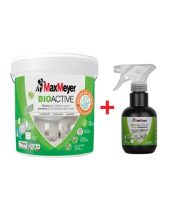 SET PITTURA ANTIMUFFA MAX MEYER "BIOACTIVE A+ PLUS" BIANCO 14LT E SPRAY ANTIMUFFA MAX MEYER "BIOACTIVE" TRASPARENTE 0,25 LT