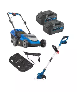 TAGLIAERBA E TAGLIABORDI A BATTERIA HYUNDAI 2 BATTERIE 20V 4AH E CARICABATTERIE - COD. 25610, 25200, 25010, 25040