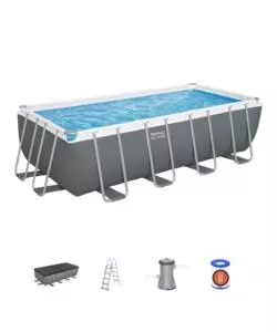 PISCINA FUORI TERRA CON STRUTTURA RETTANGOLARE BESTWAY "STEEL PRO MAX" GRIGIO SCURO 488X244X122 CM - COD. 56670