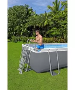 PISCINA FUORI TERRA CON STRUTTURA RETTANGOLARE BESTWAY "STEEL PRO MAX" GRIGIO SCURO 488X244X122 CM - COD. 56671