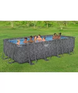 PISCINA FUORI TERRA CON STRUTTURA RETTANGOLARE BESTWAY "APX 365" GRIGIO SCURO EFFETTO MARMO 549X274X132 CM